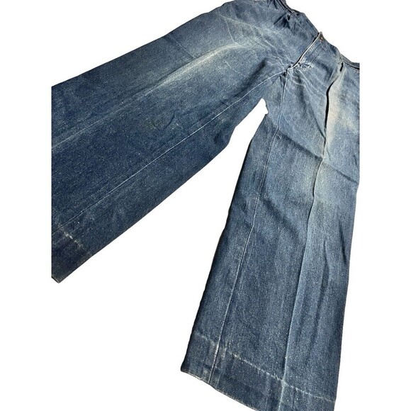 Vintage Rare Saint Laurent Sport 100% Cotton Wide Leg Jeans Size 33 Button Logos - Picture 4 of 16